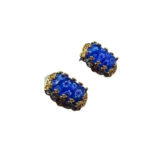 Vintage Millefiori Glass Pierced Earrings (A3023) - Picture 3 of 6